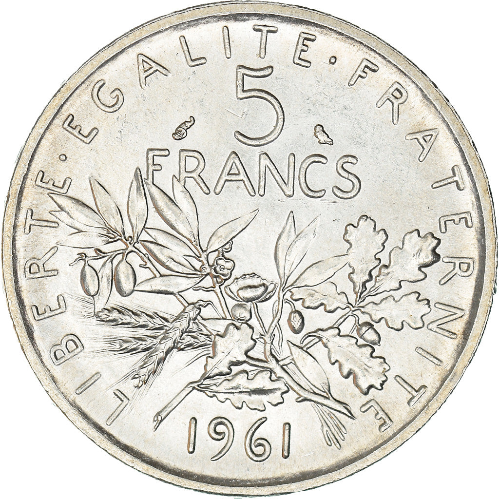 Coin, France, Semeuse, 5 Francs, 1961, MS(60-62), Silver, KM:926, Gadoury:770