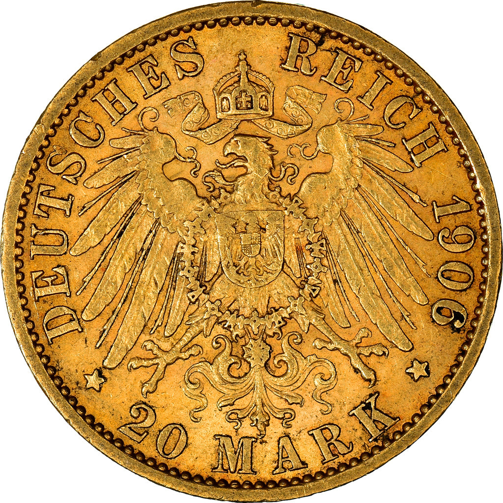 Coin, German States, PRUSSIA, Wilhelm II, 20 Mark, 1906, Berlin, AU(50-53)