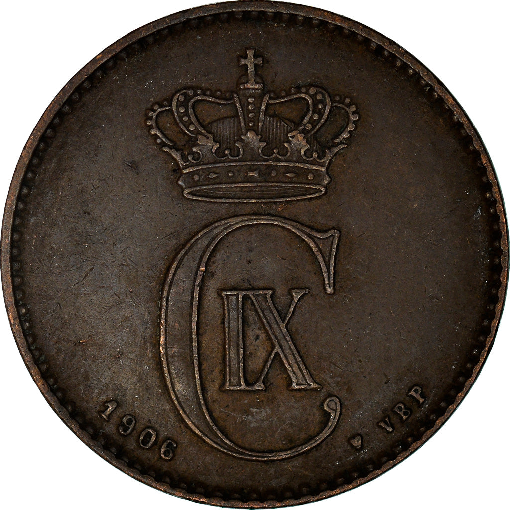 Coin, Denmark, Christian IX, 2 Öre, 1906, Copenhagen, EF(40-45), Bronze