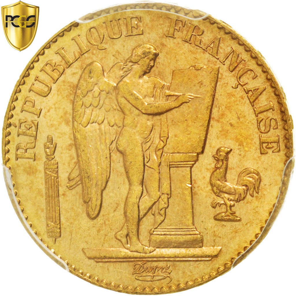 France, Génie, 20 Francs, 1897, Paris, Gold, KM:825, PCGS MS64