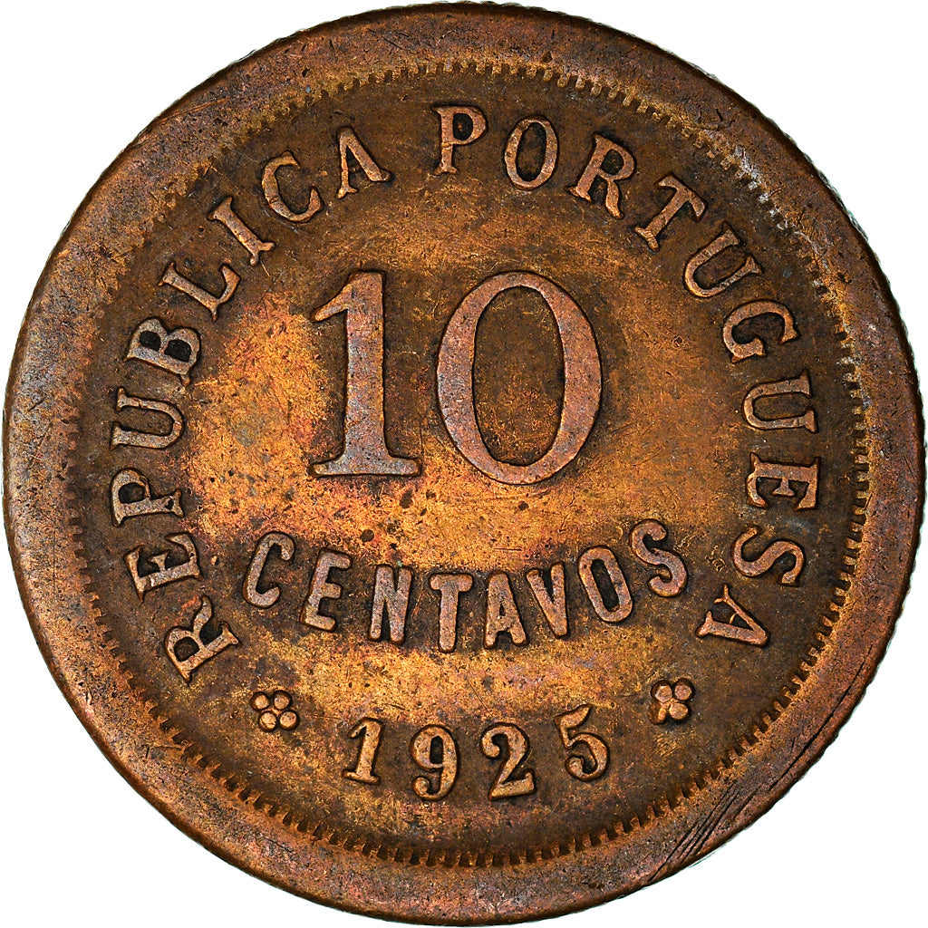 Coin, Portugal, 10 Centavos, 1925, EF(40-45), Bronze, KM:573