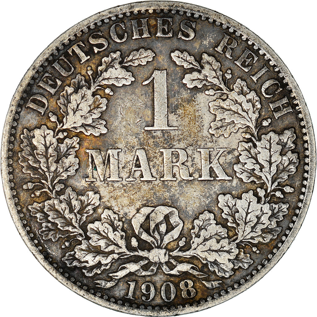 Coin, GERMANY - EMPIRE, Wilhelm II, Mark, 1908, Berlin, EF(40-45), Silver, KM:14
