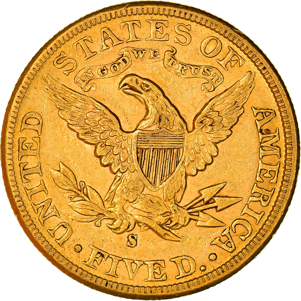 Moneta, Stati Uniti, Coronet Head, $5, Half Eagle, 1886, San Francisco, BB+