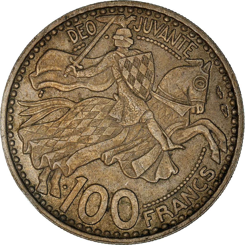 Coin, Monaco, Rainier III, 100 Francs, Cent, 1950, EF(40-45), Copper-nickel