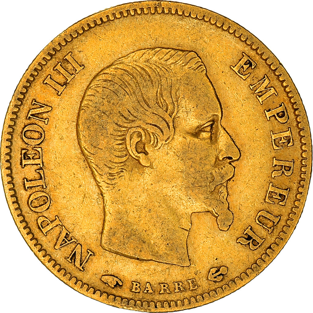 Moeda, França, Napoleon III, 10 Francs, 1858, Paris, VF(30-35), Dourado