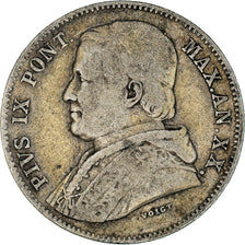 Coin, ITALIAN STATES, PAPAL STATES, Pius IX, 20 Baiocchi, 1865, Roma, VF(20-25)