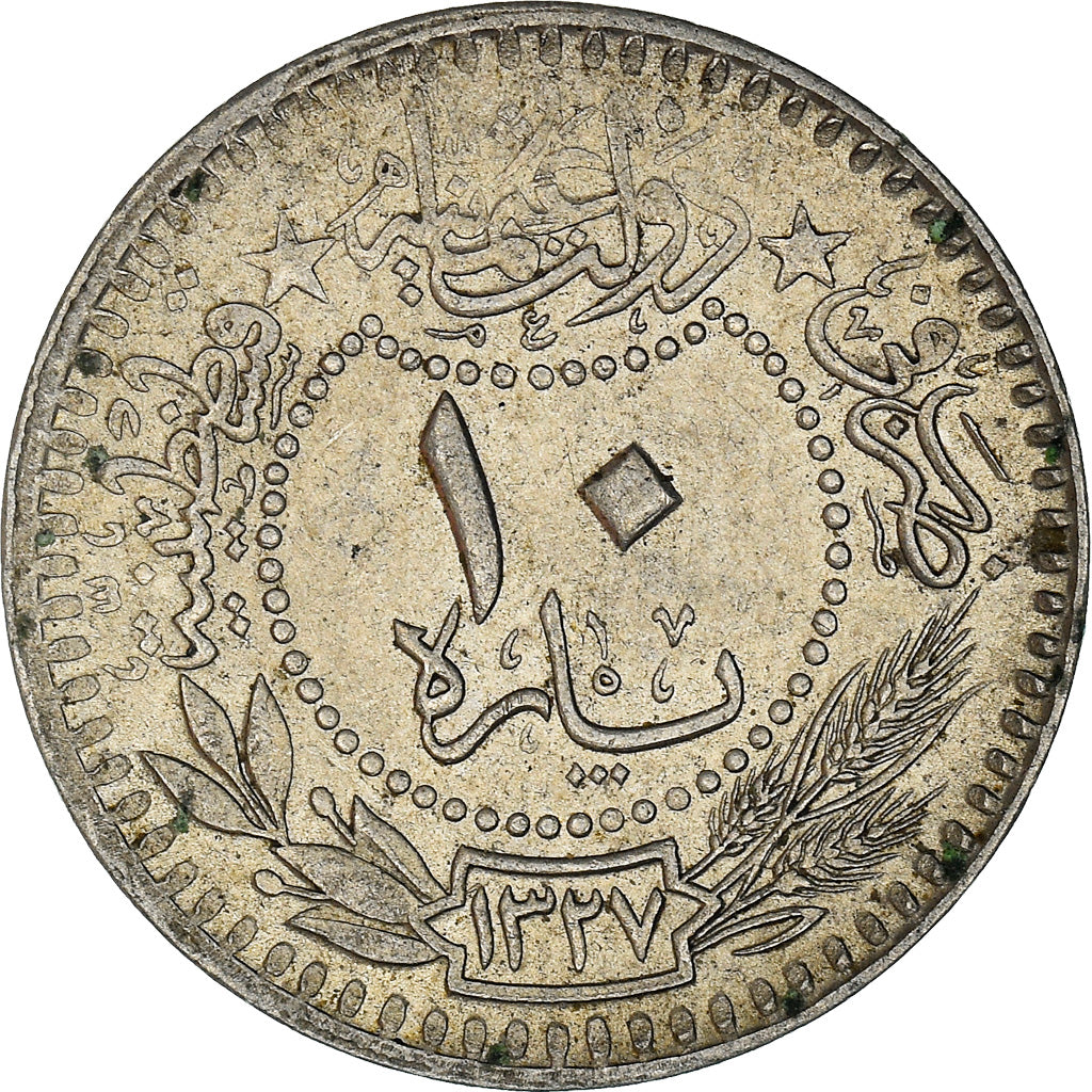 Coin, Turkey, Muhammad V, 10 Para, 1914/AH1327/6, Qustantiniyah, AU(50-53)