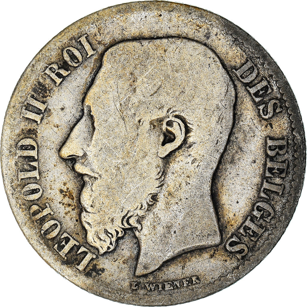 Monnaie, Belgique, Leopold II, 50 Centimes, 1886, B+, Argent, KM:26