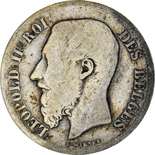 Monnaie, Belgique, Leopold II, 50 Centimes, 1886, B+, Argent, KM:26
