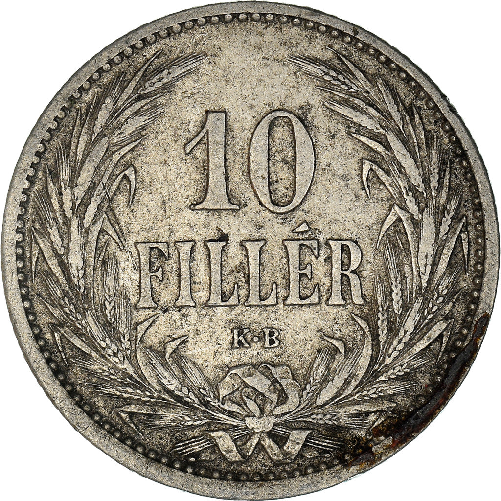 Coin, Hungary, 10 Filler, 1908, Budapest, EF(40-45), Copper-nickel, KM:507