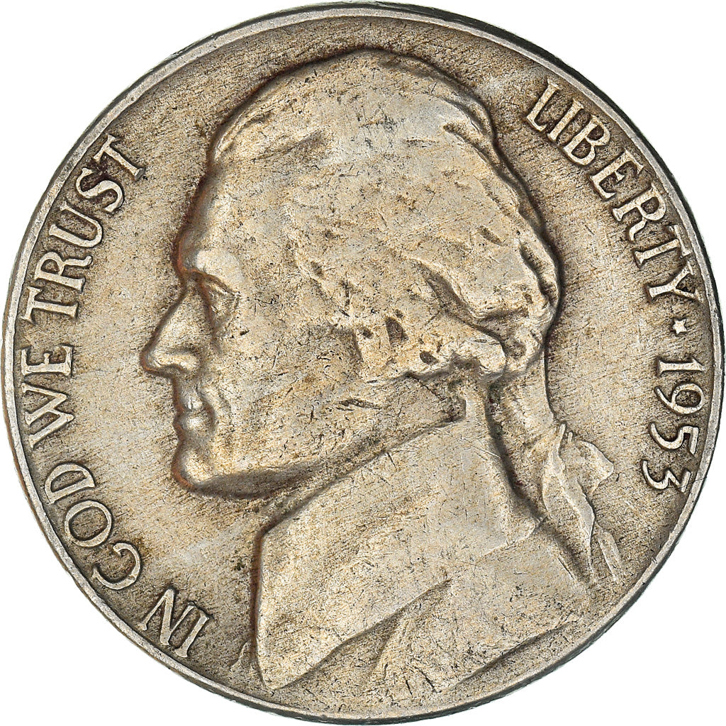 Moneda, Estados Unidos, Jefferson Nickel, 5 Cents, 1953, Philadelphia, MBC