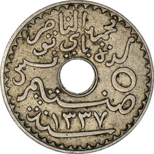 Moneda, Túnez, Muhammad al-Nasir Bey, 5 Centimes, 1918, Paris, MBC, Níquel -
