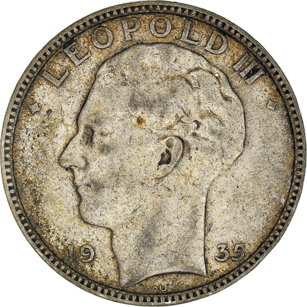 Coin, Belgium, Leopold III, 20 Francs, 20 Frank, 1935, VF(30-35), Silver, KM:105