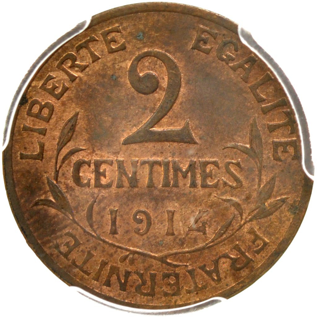 France, Dupuis, 2 Centimes, 1914, Paris, KM:841, PCGS MS62BN