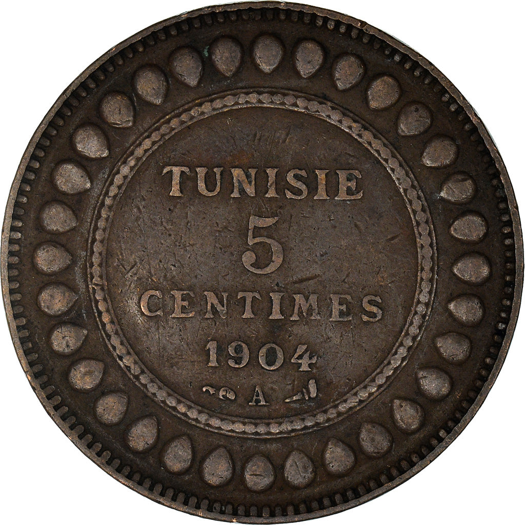 Coin, Tunisia, Muhammad al-Hadi Bey, 5 Centimes, 1904 (AH 1322), Paris