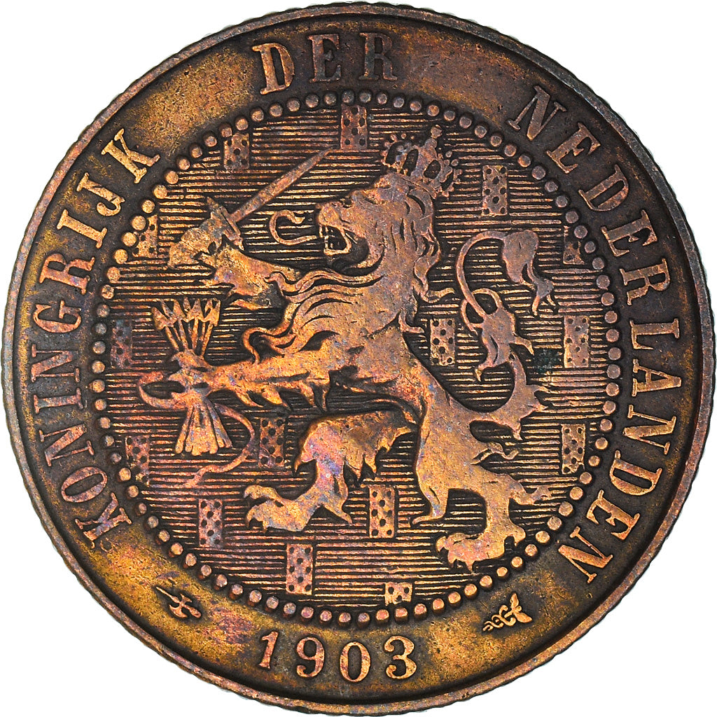 Coin, Netherlands, Wilhelmina I, 2-1/2 Cent, 1903, EF(40-45), Bronze, KM:134