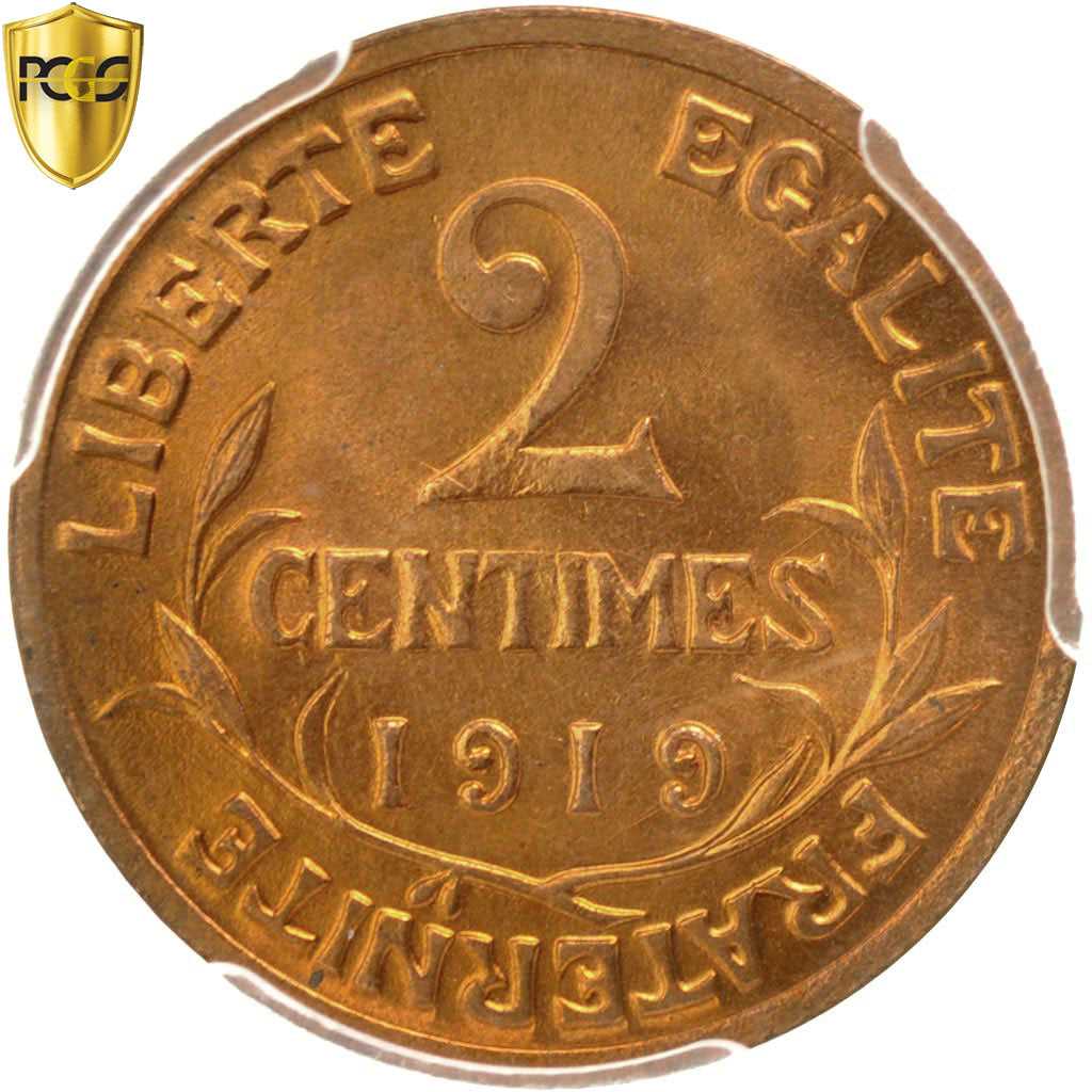 Coin, France, Dupuis, 2 Centimes, 1919, Paris, PCGS, MS65RD, MS(65-70), Bronze