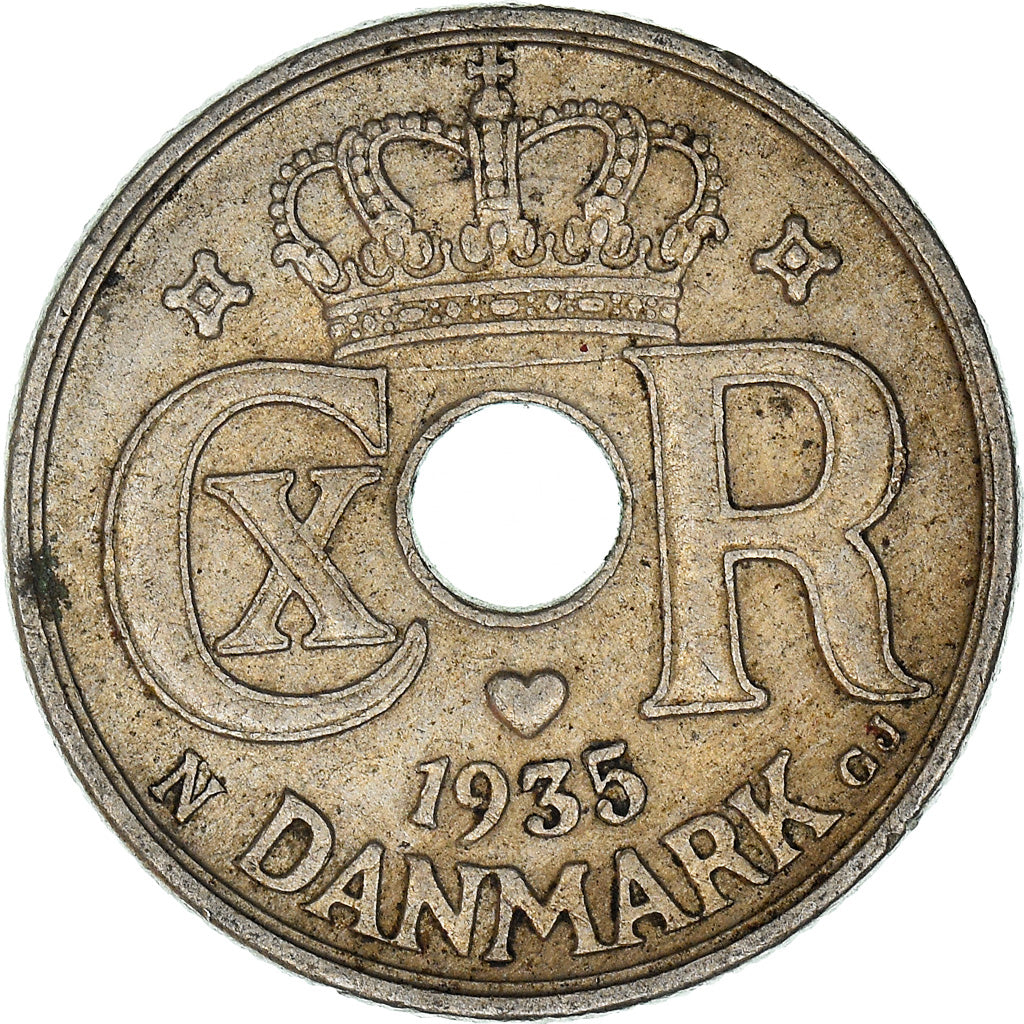 Coin, Denmark, Christian X, 10 Öre, 1935, Copenhagen, EF(40-45), Copper-nickel