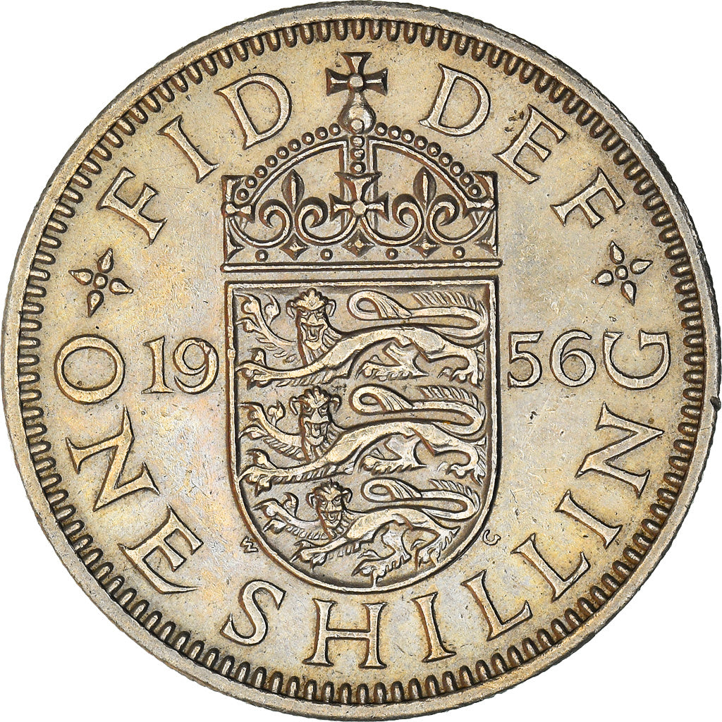 Monnaie, Grande-Bretagne, Elizabeth II, Shilling, 1956, TTB+, Copper-nickel