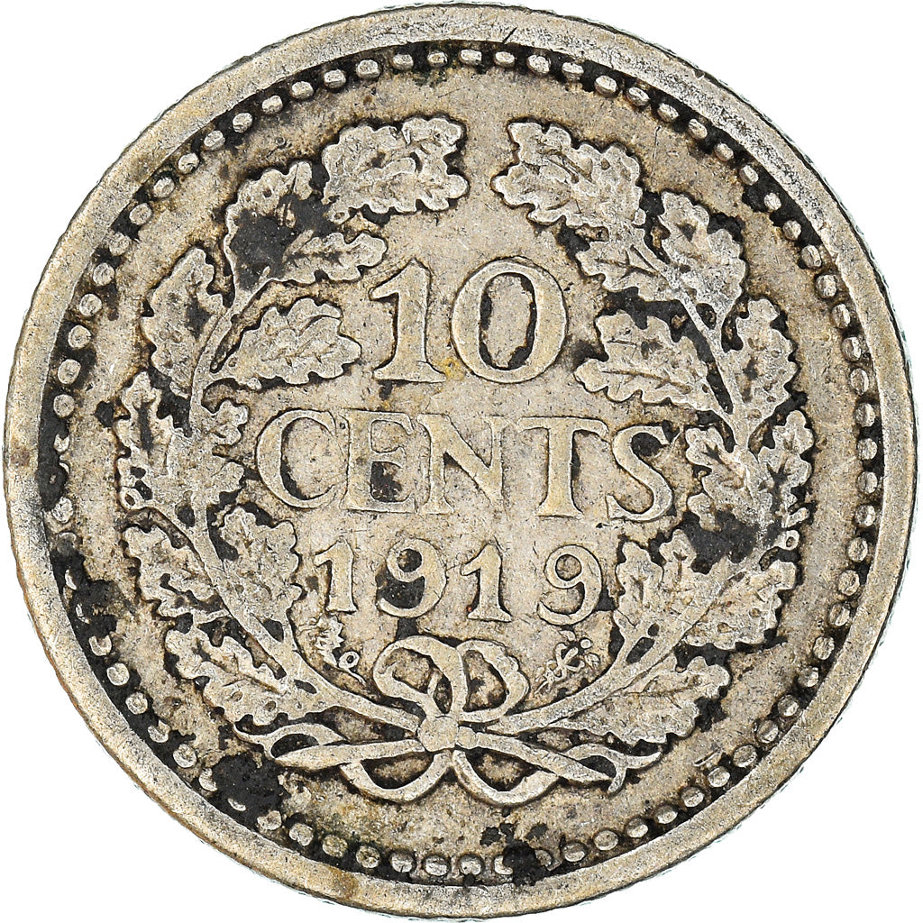 Coin, Netherlands, Wilhelmina I, 10 Cents, 1919, VF(30-35), Silver, KM:145