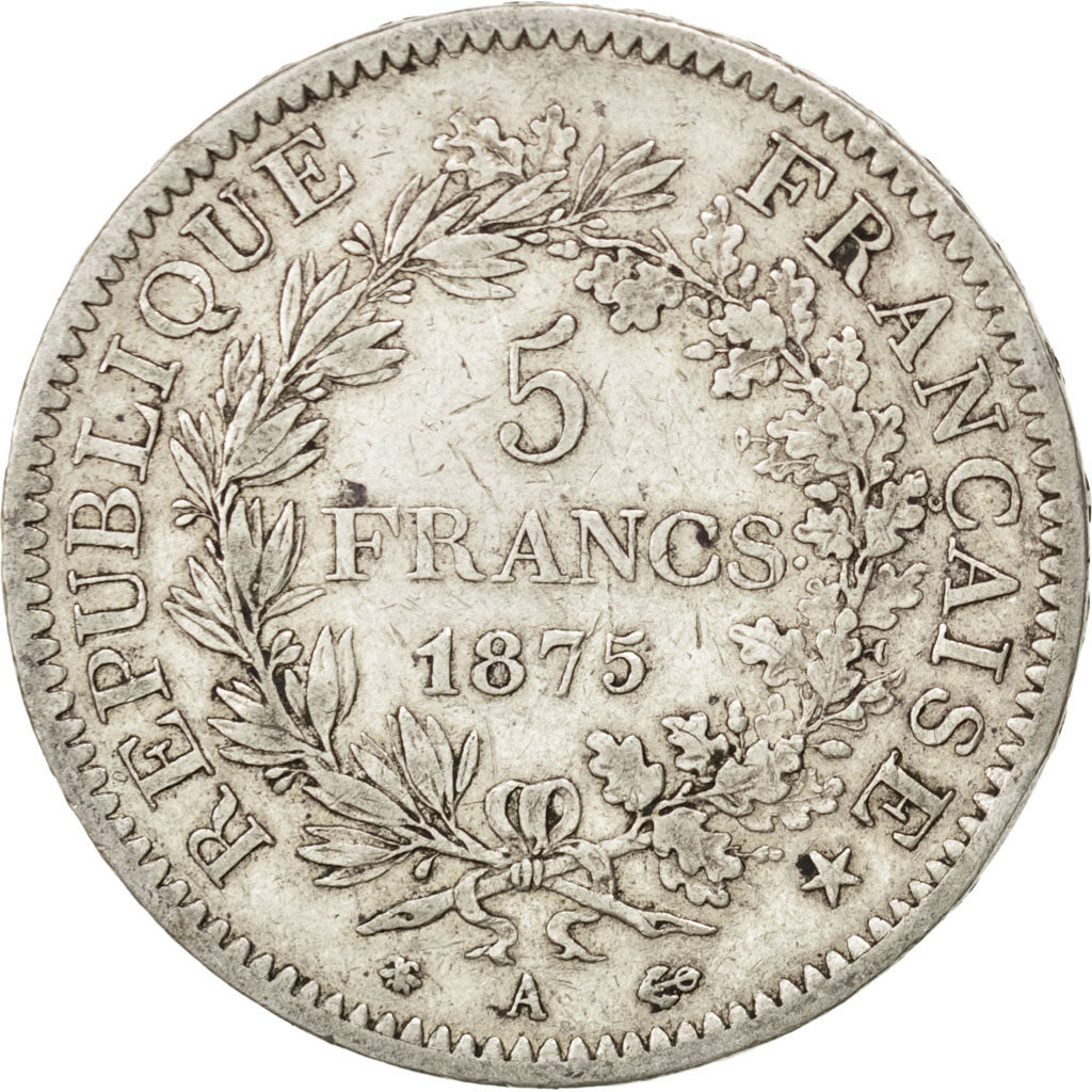 Coin, France, Hercule, 5 Francs, 1875, Paris, VF(30-35), Silver, KM:820.1