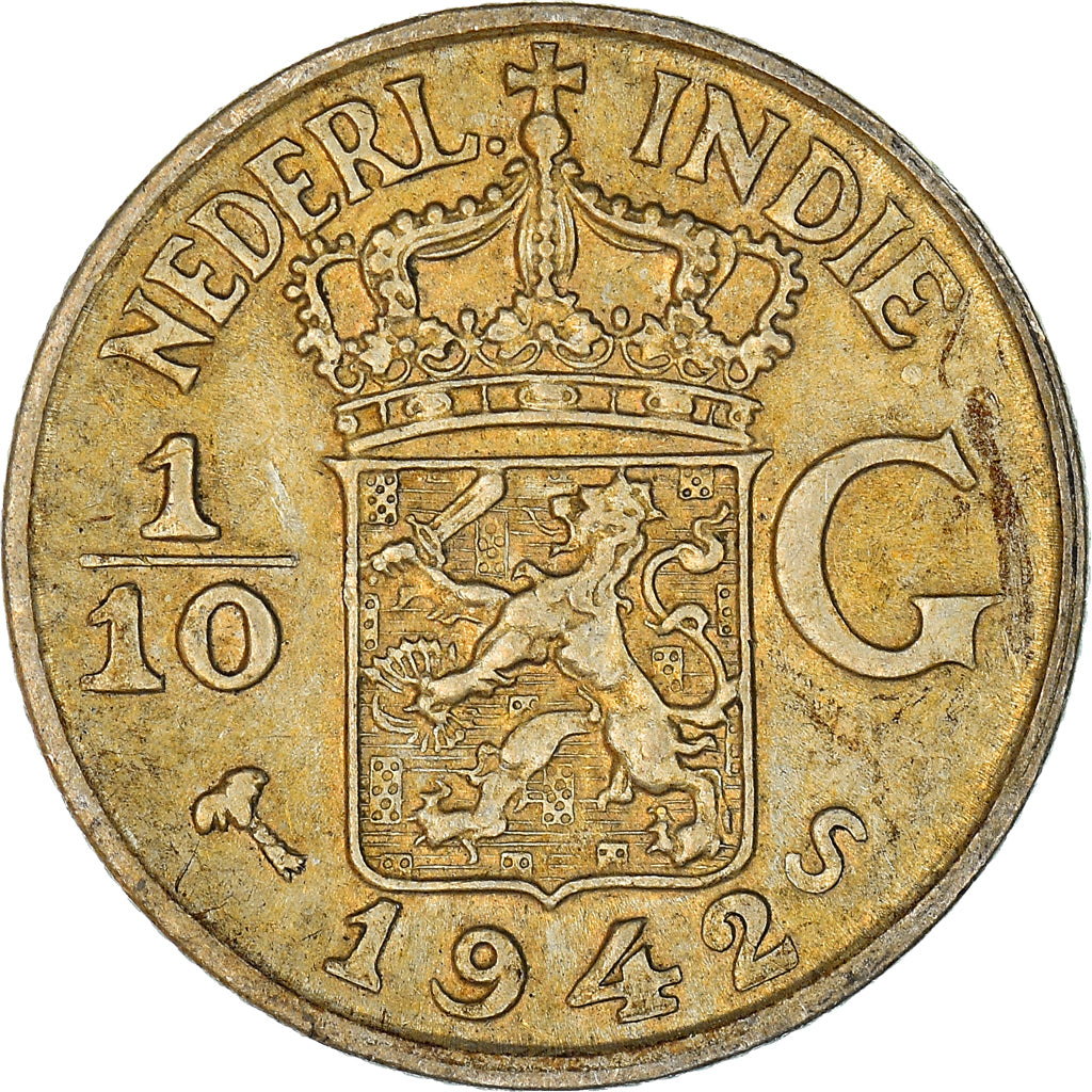 Moneta, INDIE ORIENTALI OLANDESI, Wilhelmina I, 1/10 Gulden, 1942, SPL-