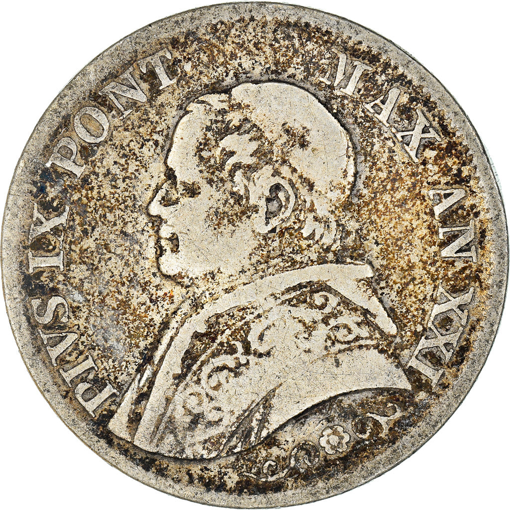 Coin, ITALIAN STATES, PAPAL STATES, Pius IX, Lira, 1866, Rome, VF(30-35)
