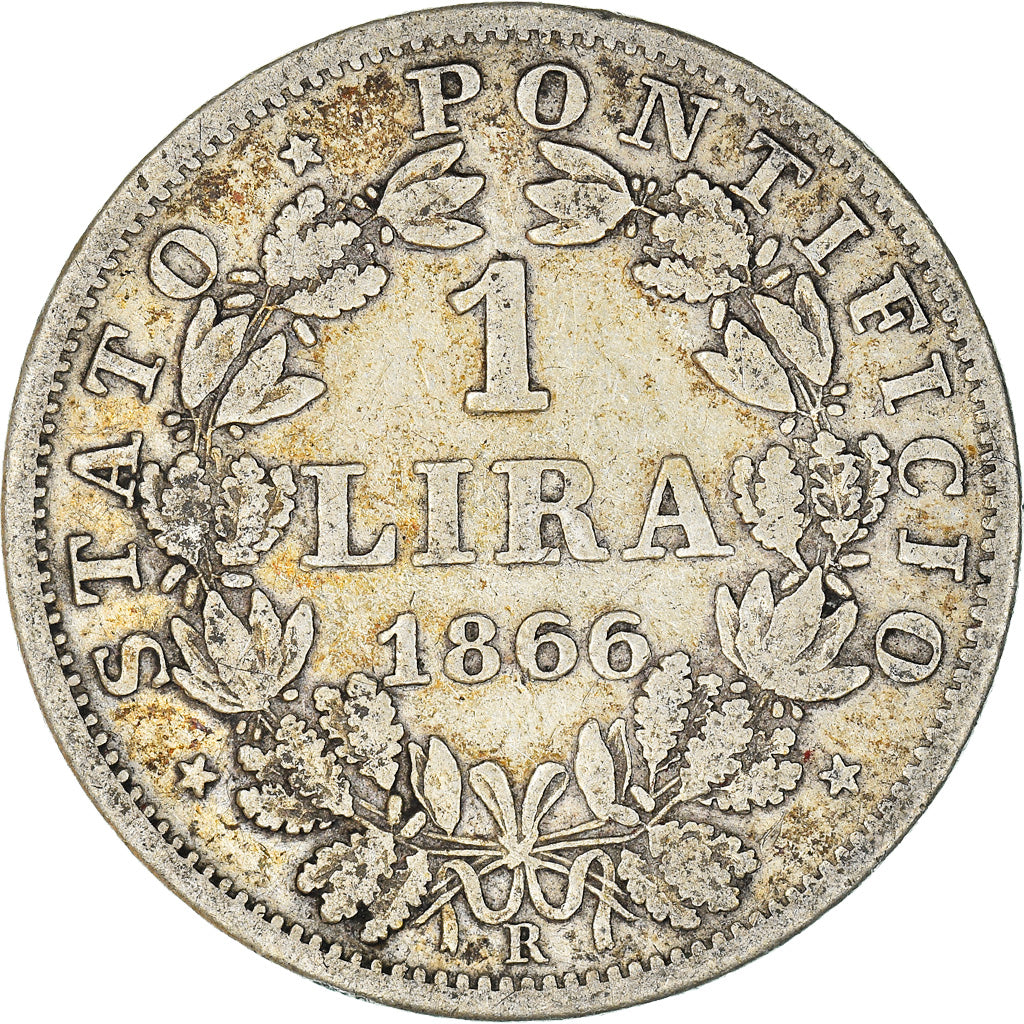Coin, ITALIAN STATES, PAPAL STATES, Pius IX, Lira, 1866, Rome, VF(30-35)