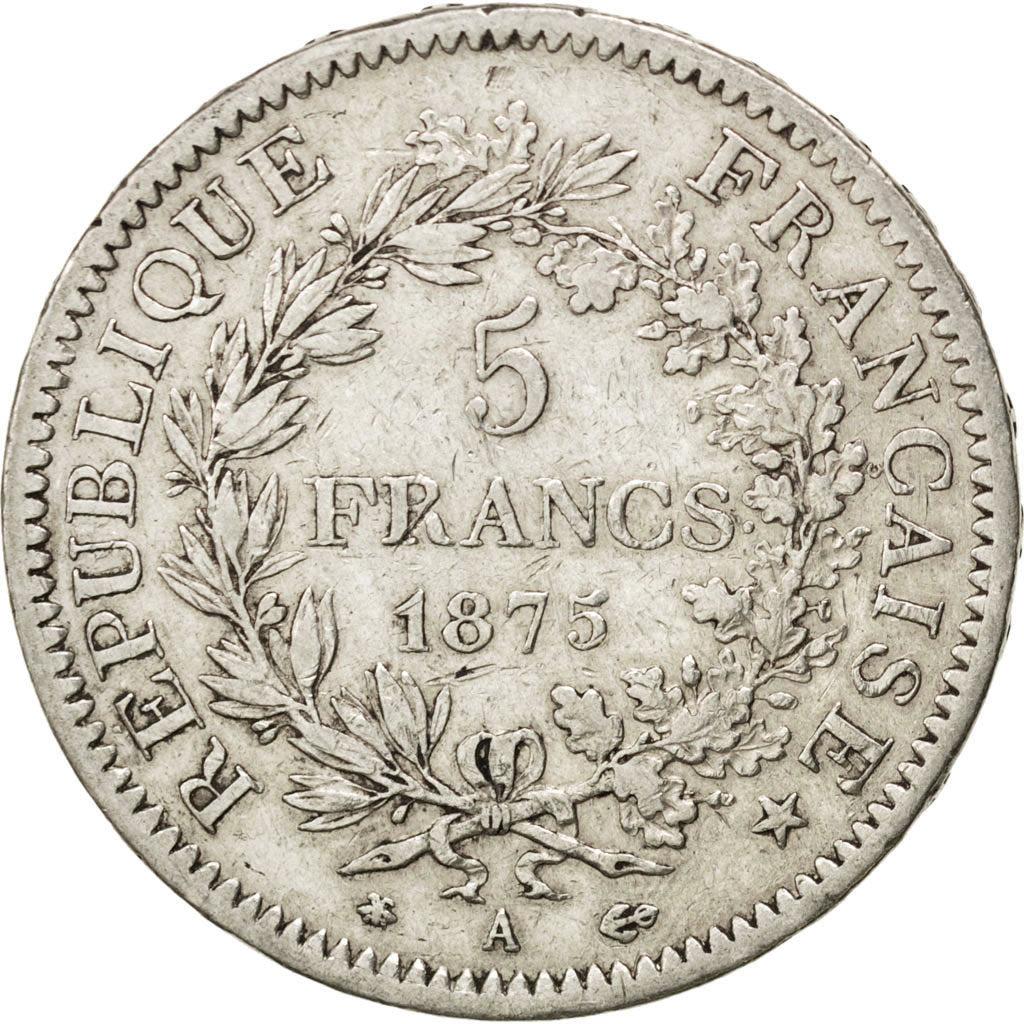 Coin, France, Hercule, 5 Francs, 1875, Paris, VF(30-35), Silver, KM:820.1