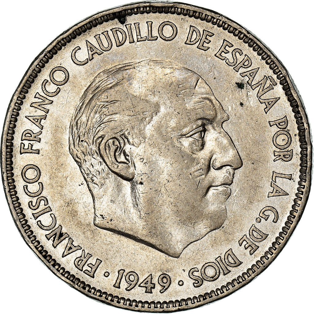 Coin, Spain, Caudillo and regent, 5 Pesetas, 1949 (50), EF(40-45), Nickel