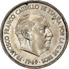 Coin, Spain, Caudillo and regent, 5 Pesetas, 1949 (50), EF(40-45), Nickel