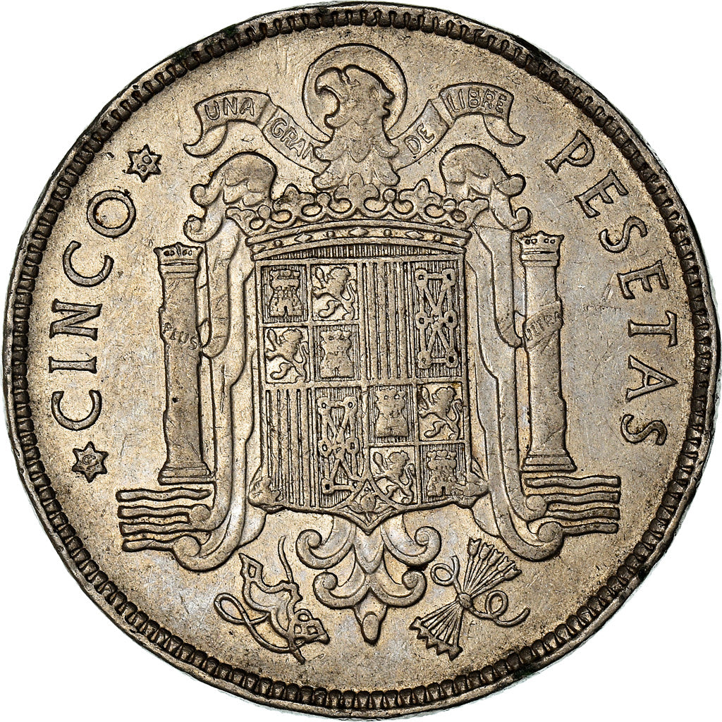 Coin, Spain, Caudillo and regent, 5 Pesetas, 1949 (50), EF(40-45), Nickel