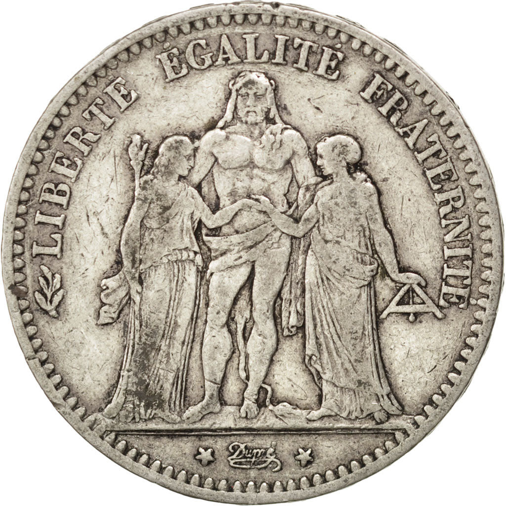 Coin, France, Hercule, 5 Francs, 1876, Paris, VF(30-35), Silver, KM:820.1