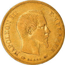 Moneda, Francia, Napoleon III, 10 Francs, 1856, Paris, BC+, Oro, KM:784.3