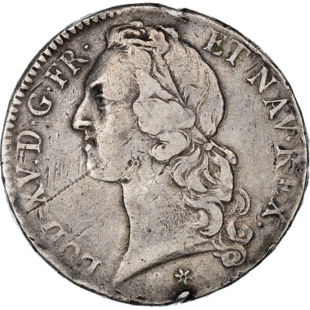 Monnaie, France, Louis XV, Écu au bandeau, 1743, Caen, Rare, TB, Argent