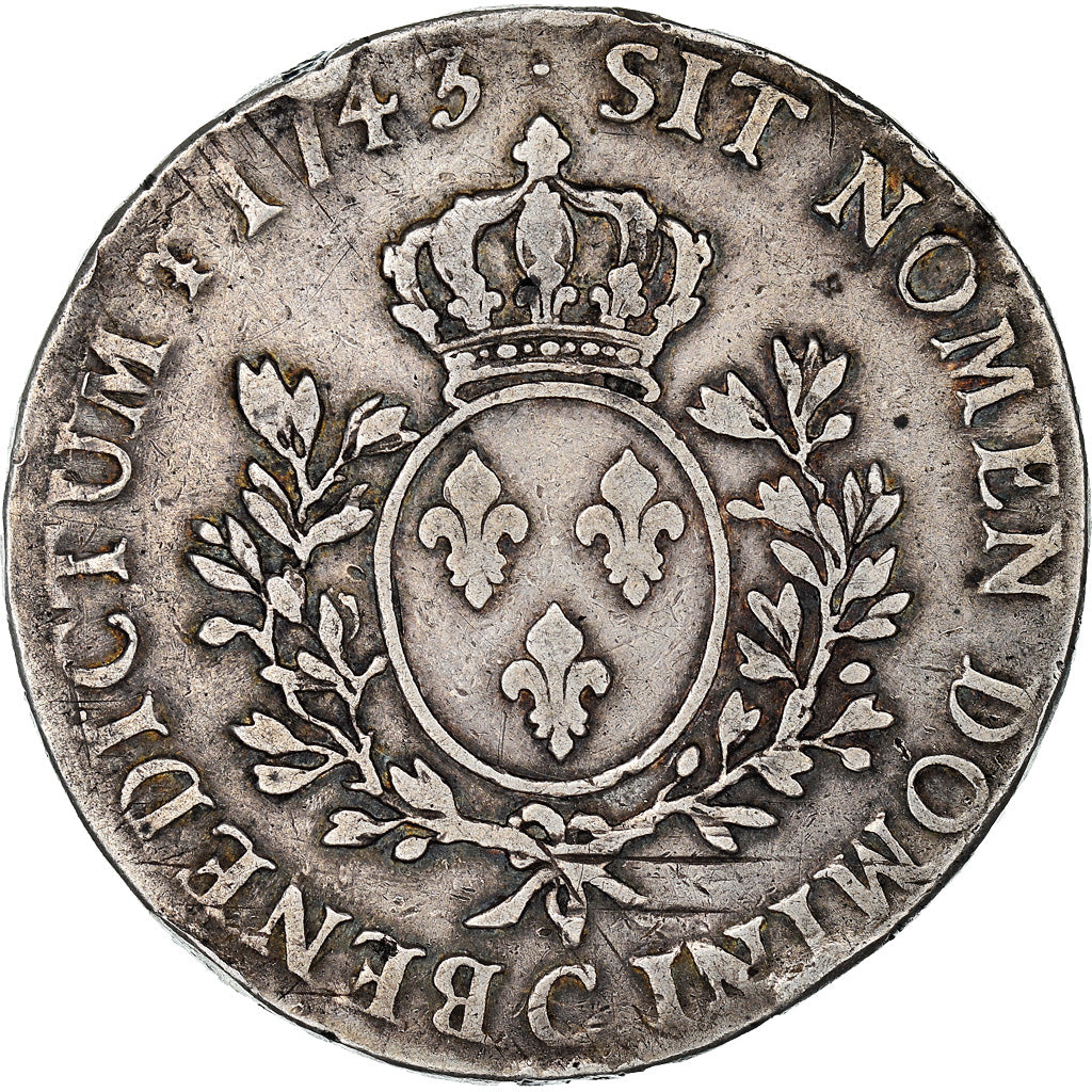 Monnaie, France, Louis XV, Écu au bandeau, 1743, Caen, Rare, TB, Argent