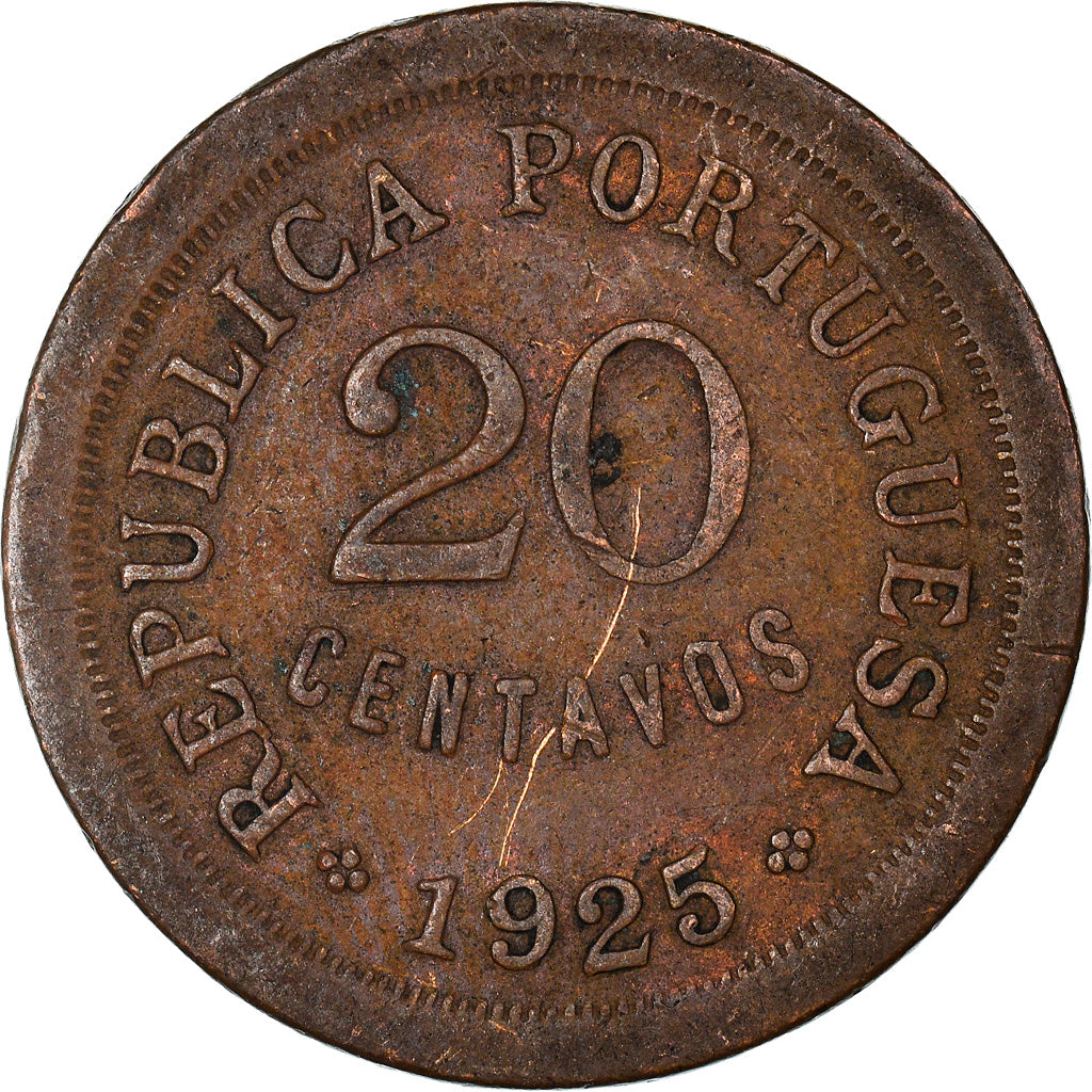 Coin, Portugal, 20 Centavos, 1925, VF(30-35), Bronze, KM:574