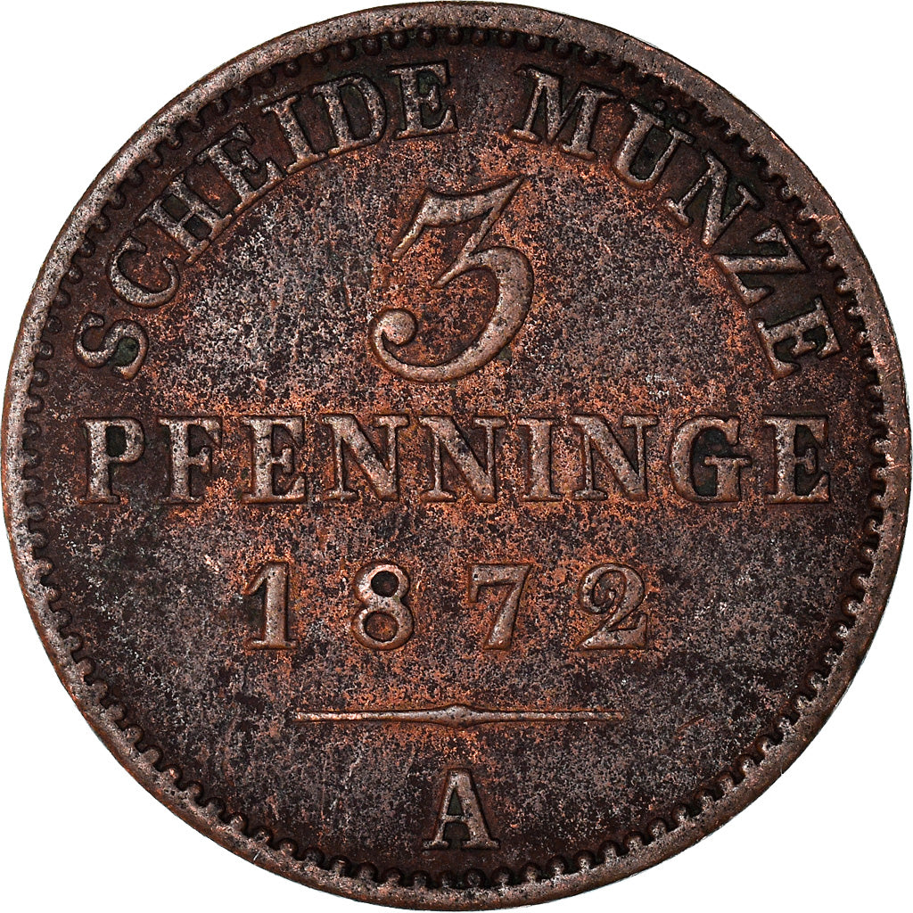 Coin, German States, PRUSSIA, Wilhelm I, 3 Pfennig, 1872, Berlin, VF(30-35)