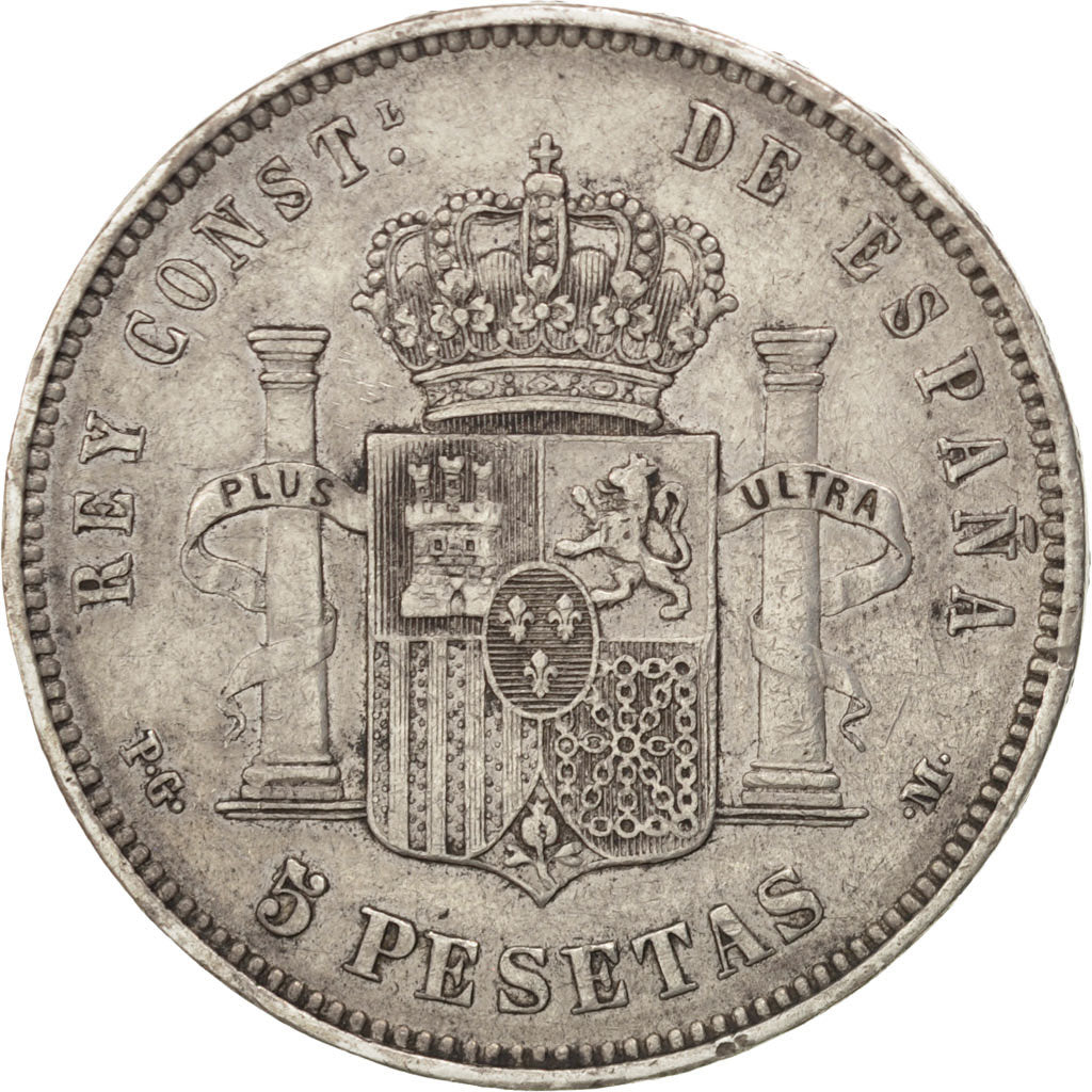 Coin, Spain, Alfonso XIII, 5 Pesetas, 1891, VF(30-35), Silver, KM:689