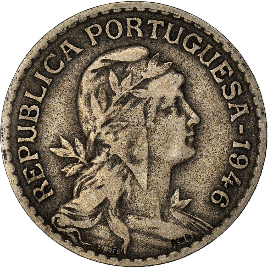 Coin, Portugal, Escudo, 1946, VF(30-35), Copper-nickel, KM:578