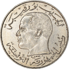 Coin, Tunisia, 1/2 Dinar, 1968, Paris, AU(55-58), Nickel, KM:291