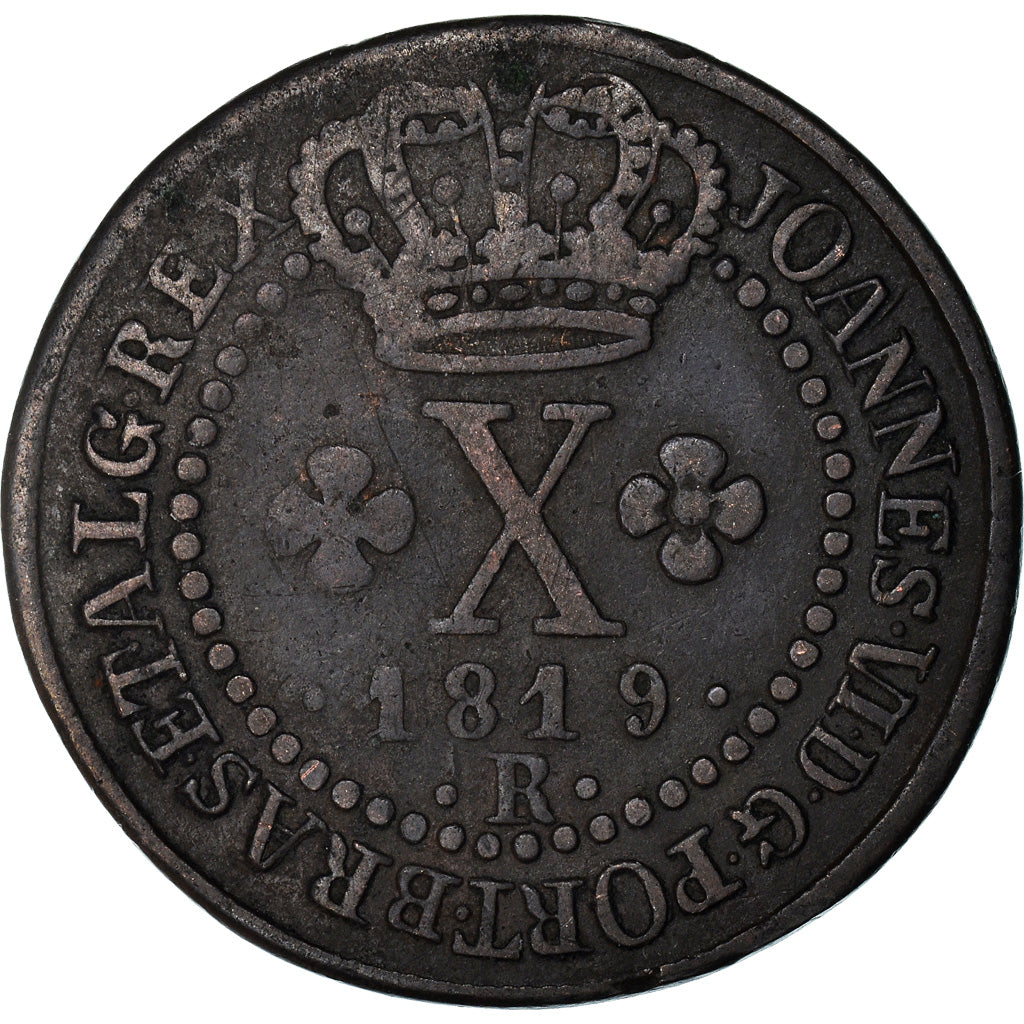 Monnaie, Brésil, 10 Reis, 1819, Rio de Janeiro, TB+, Cuivre, KM:314.1