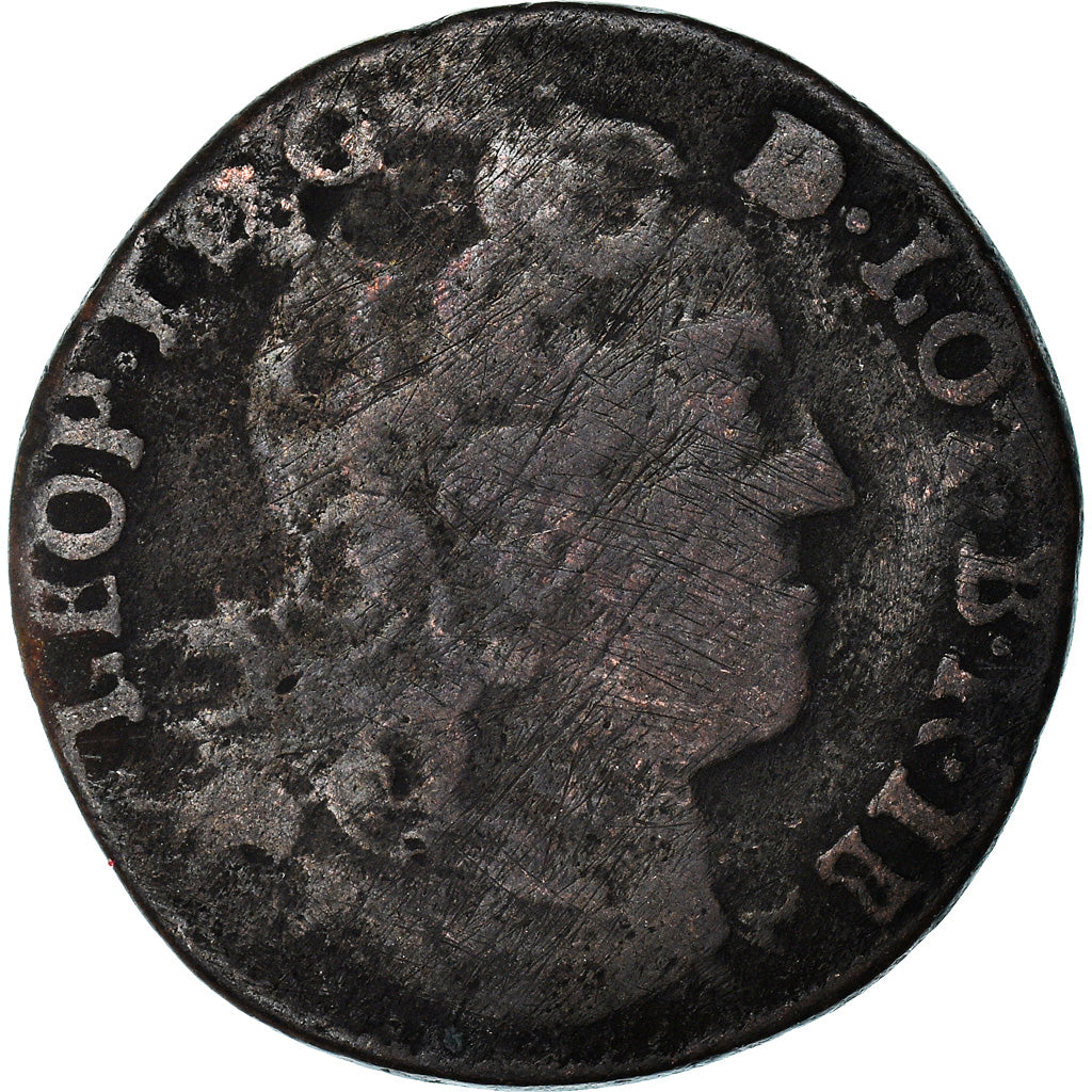 Moneta, Francja, LORRAINE, Leopold I, Liard, 1708, Nancy, F(12-15), Miedź