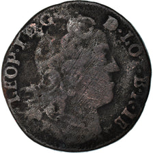 Moneta, Francja, LORRAINE, Leopold I, Liard, 1708, Nancy, F(12-15), Miedź