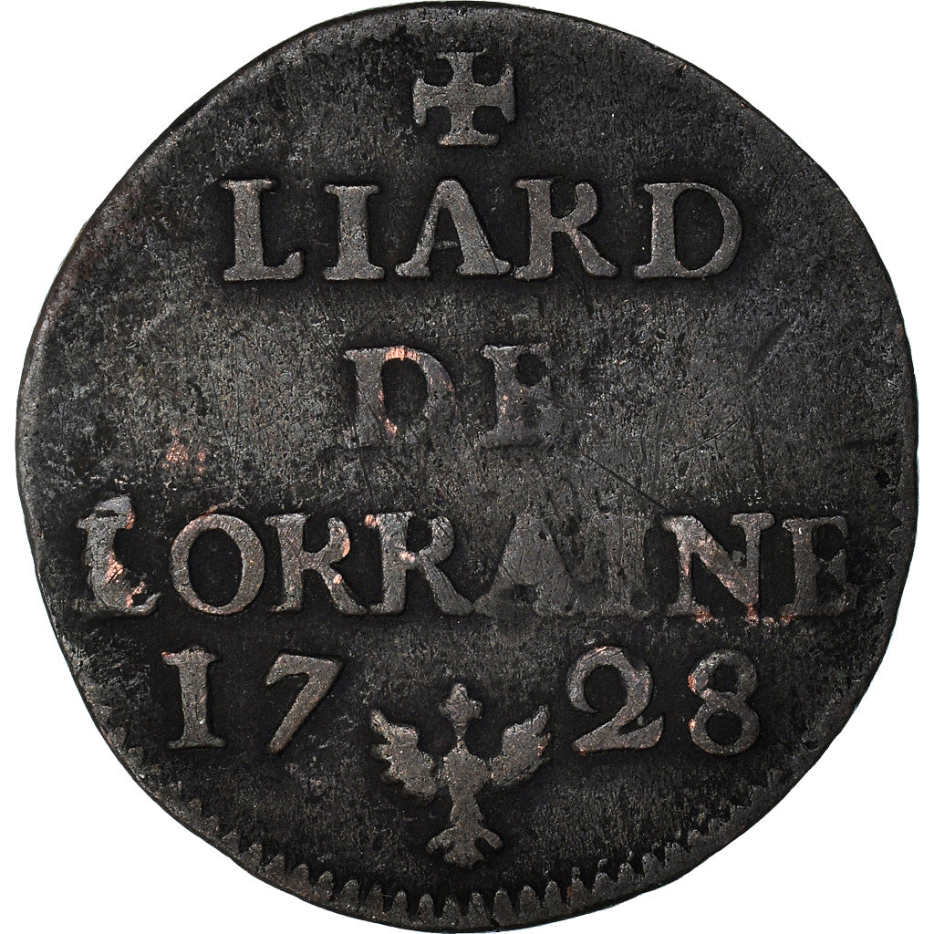 Moneta, Francja, LORRAINE, Leopold I, Liard, 1708, Nancy, F(12-15), Miedź