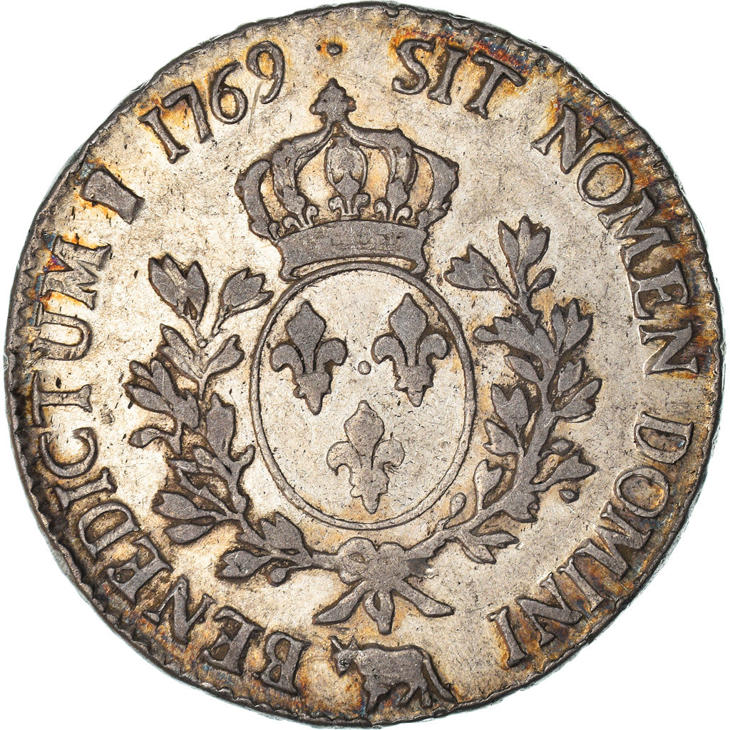 Moneta, Francia, Louis XV, Écu de Béarn au bandeau, 1769, Pau, MB+, Argento