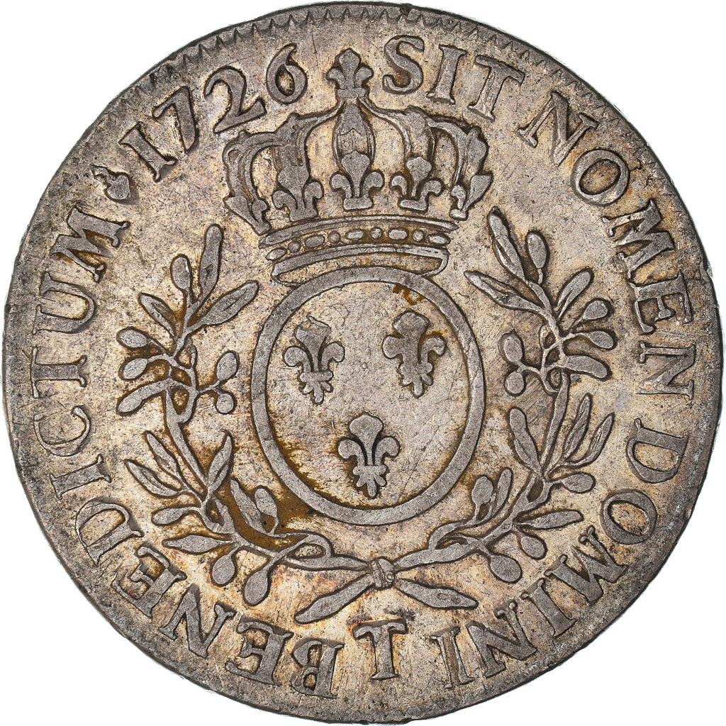 Monnaie, France, Louis XV, Ecu aux branches d'olivier, 1726, Nantes, TB, Argent