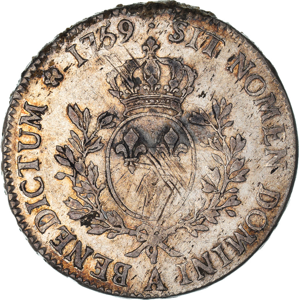 Moneta, Francia, Louis XV, Écu au bandeau, 1759, Paris, MB+, Argento, KM:512.1