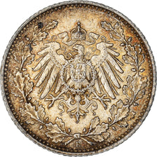 Coin, GERMANY - EMPIRE, 1/2 Mark, 1916, Muldenhütten, EF(40-45), Silver, KM:17