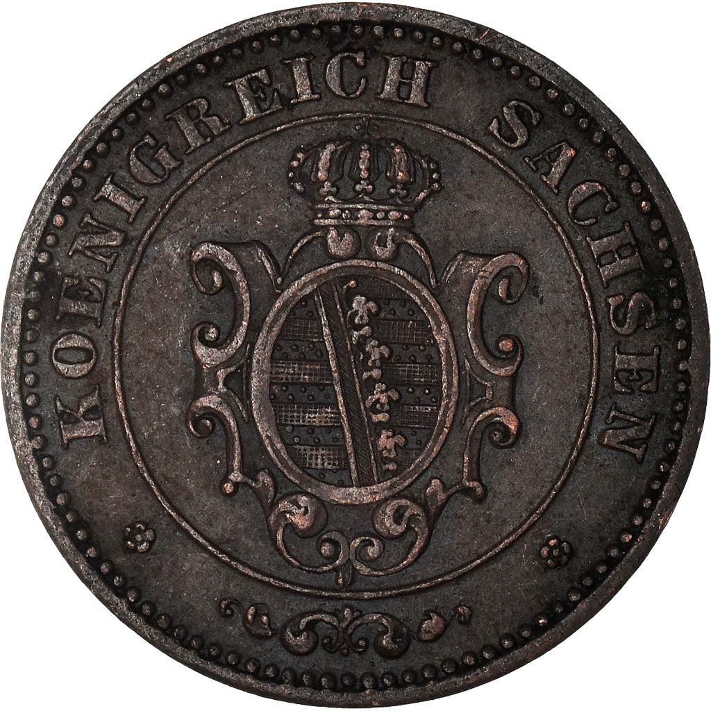Coin, German States, SAXONY-ALBERTINE, Johann, 2 Pfennig, 1873, EF(40-45)